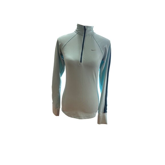 Nike Pro Dri-fFt Half Zip Blue Pullover Sweatshirt XS thumb hole Activewear - Picture 7 of 8